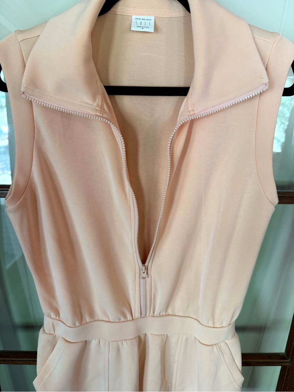Skies Are Blue Peach Puff Coral Soft Modal Sleeveless Romper Lounge Casual - Med - Picture 7 of 10